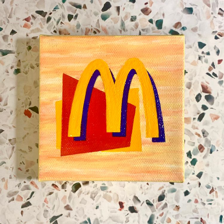 McDonalds I'm Lovin' It Mini Acrylic Painting - 4x4" - Fast Food Art
