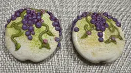 Lamp Work Glass Bead Pair Grape Vines