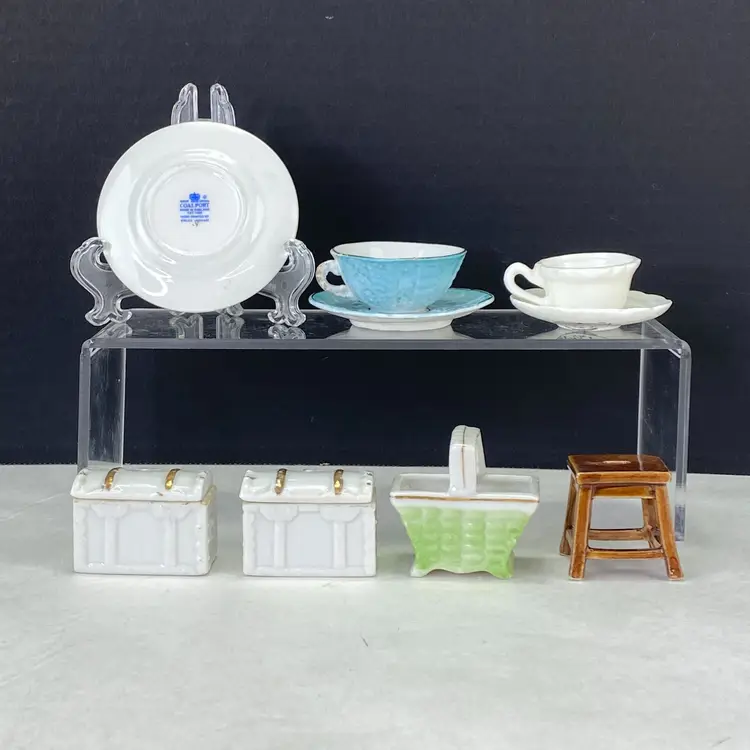 Vintage Knick Knack Figurine Mixed Lot Miniature Furniture Dishes