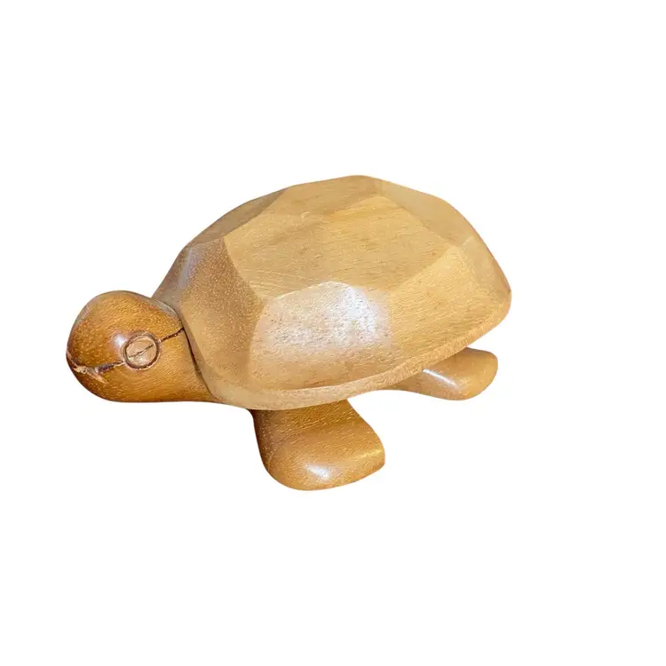 Hand Carved Wood Turtle Trinket Box