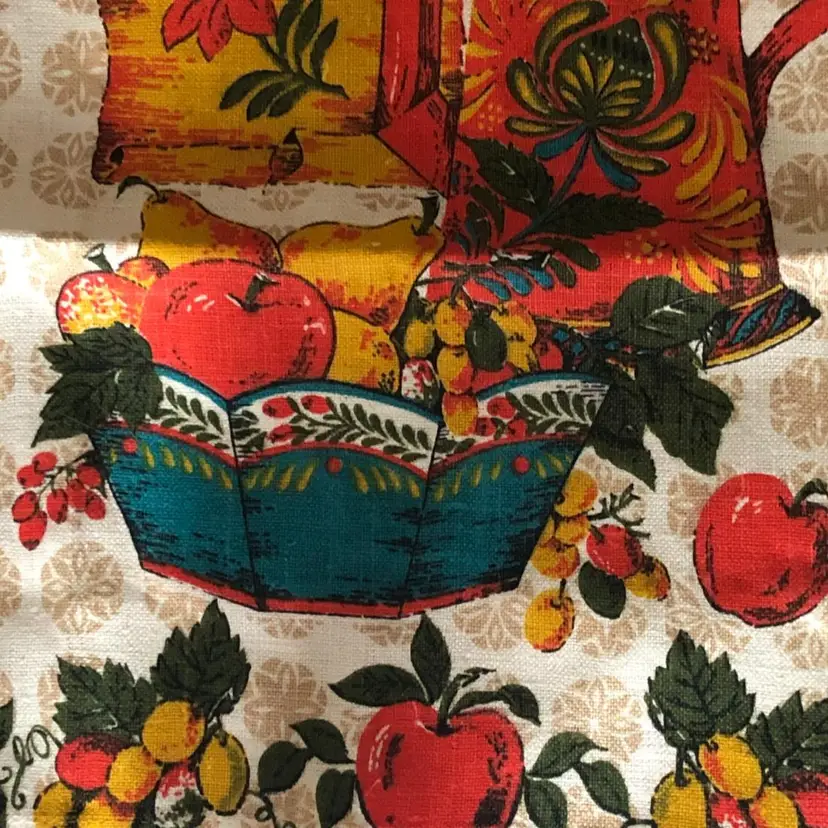 Linen Vintage Fruits Tea Towel New with Tag