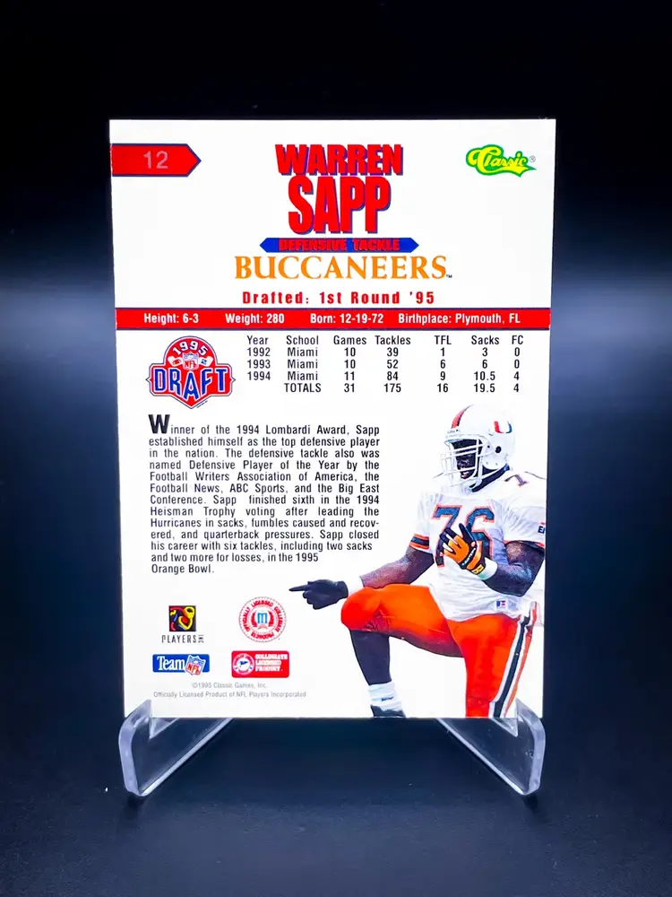 Classic Warren Sapp #12 Tampa Bay Buccaneers 