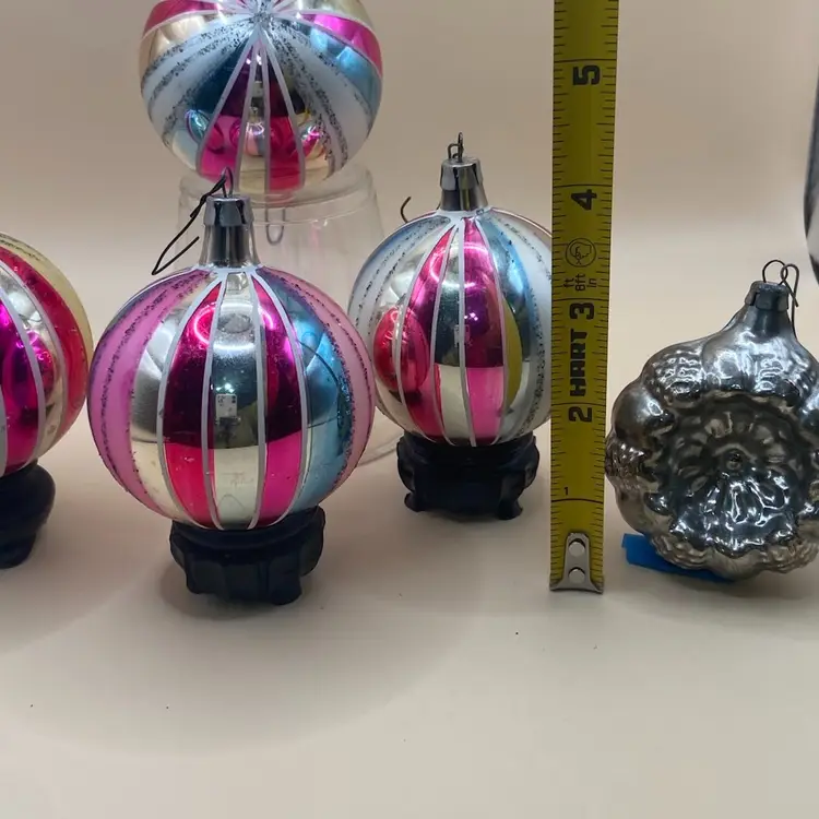 Harlequin Glass Ball Ornaments-5 PCs, Made In Poland