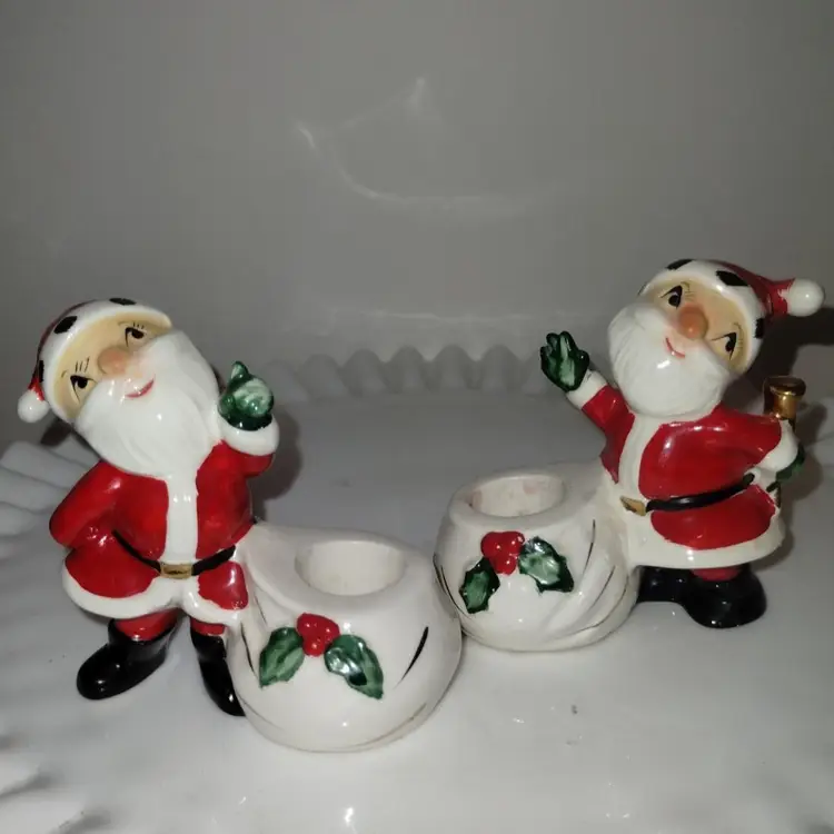 1958 Holt Howard Waving Santa Candleholders