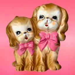 Vintage Velco 4097 RARE Puppy Dog Planter Vase 5” 1960’s Made In Japan Kitschy Cute