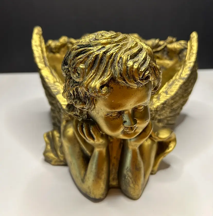 Vintage Container Angel Gold Planter/Decor Made In China @5x8
