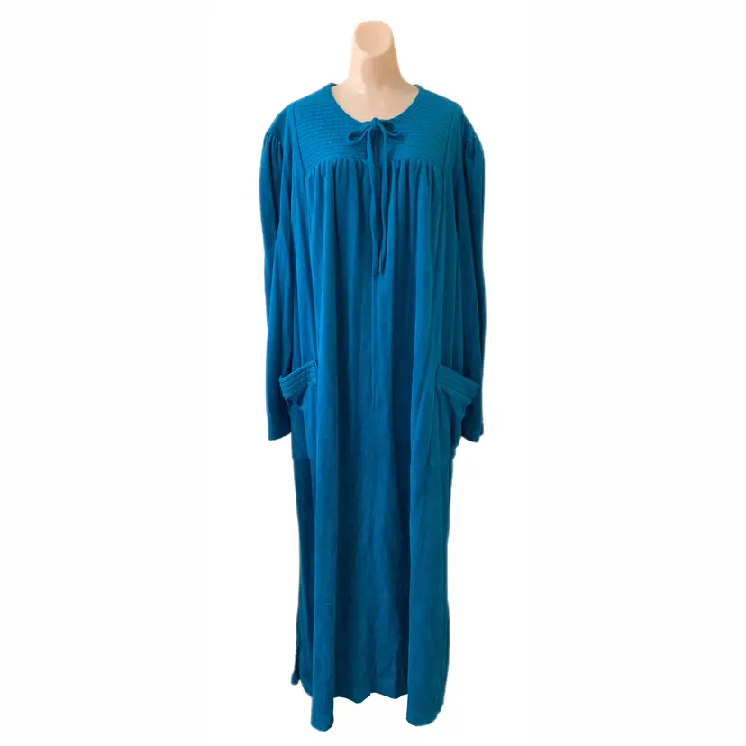 Rainbow Fashions 3X Velour Robe Housecoat Duster Pockets Retro Vintage
