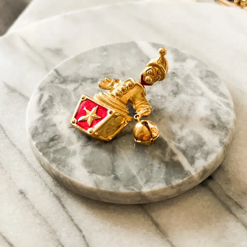 Trifari Clown Trembler Jack in the Box Brooch Pin Gold Figural Signed Vintage