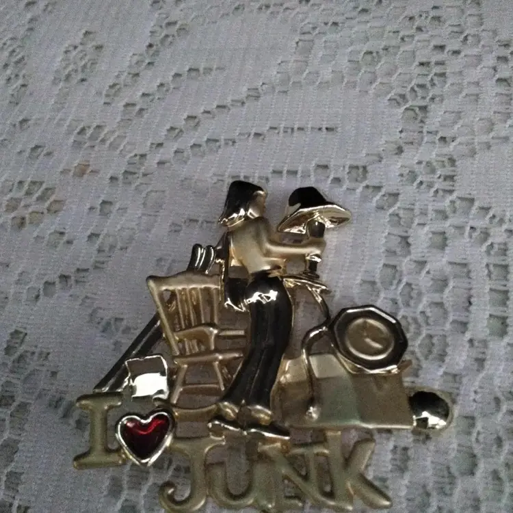 I Love Junk Brooch/Pin Stainless Steel
