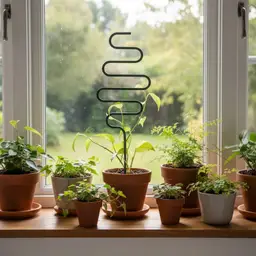 Modern Plant Trellis, Squiggle Shaped Plant Support, Indoor Garden Decor, 12.375" tall