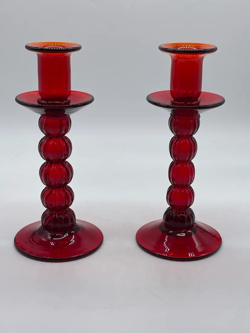 Ruby Red Candle Sticks 9”