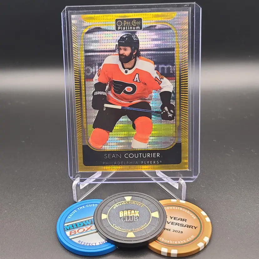 Sean Couturier 2021-22 Upper Deck O-Pee-Chee Platinum  Seismic Gold Parallel Numbered 15/50 - Philadelphia Flyers Hockey Card
