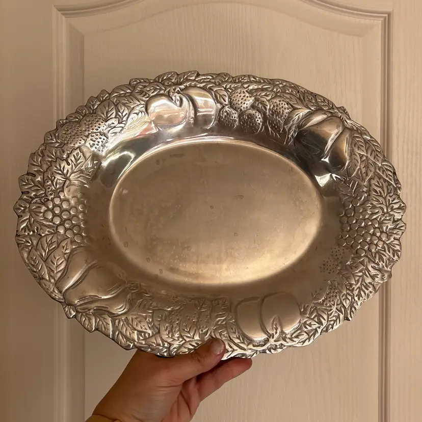 Vintage Embossed Footed Fruit Platter