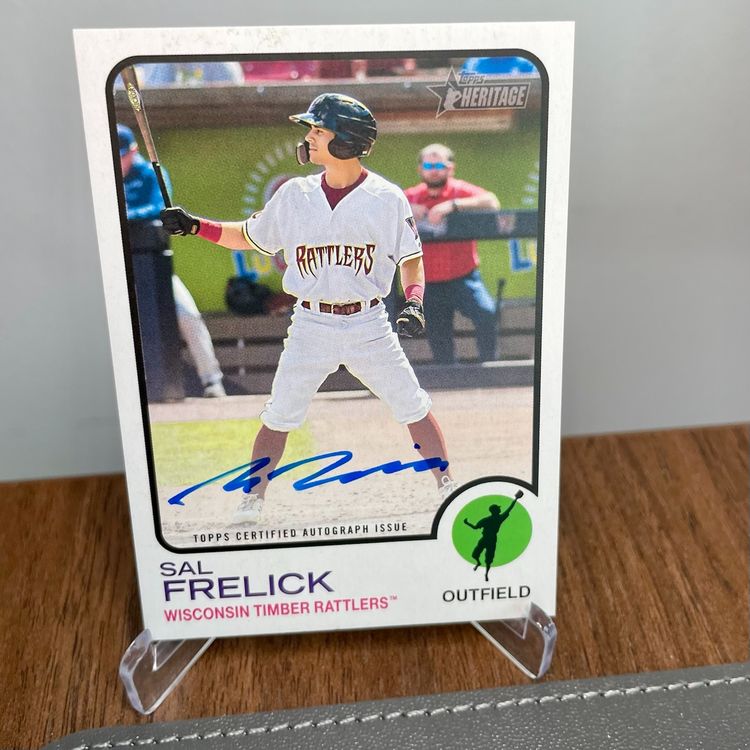Sal Frelick (Milwaukee Brewers) 2022 Topps Heritage Minor Leagues Real One Auto Wisconsin Timber Rattlers Uniform