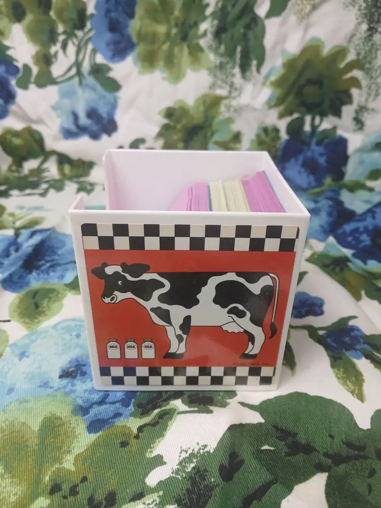 Vintage Lisa Frank Cow Memo Pad Holder