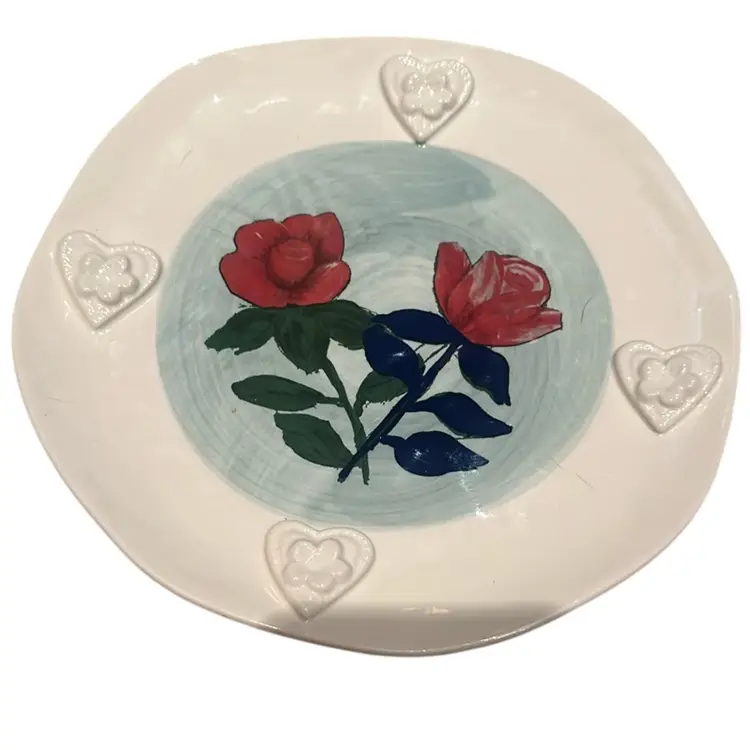 Anthropologie Francesca Kaye 9” Flowers Roses Plate