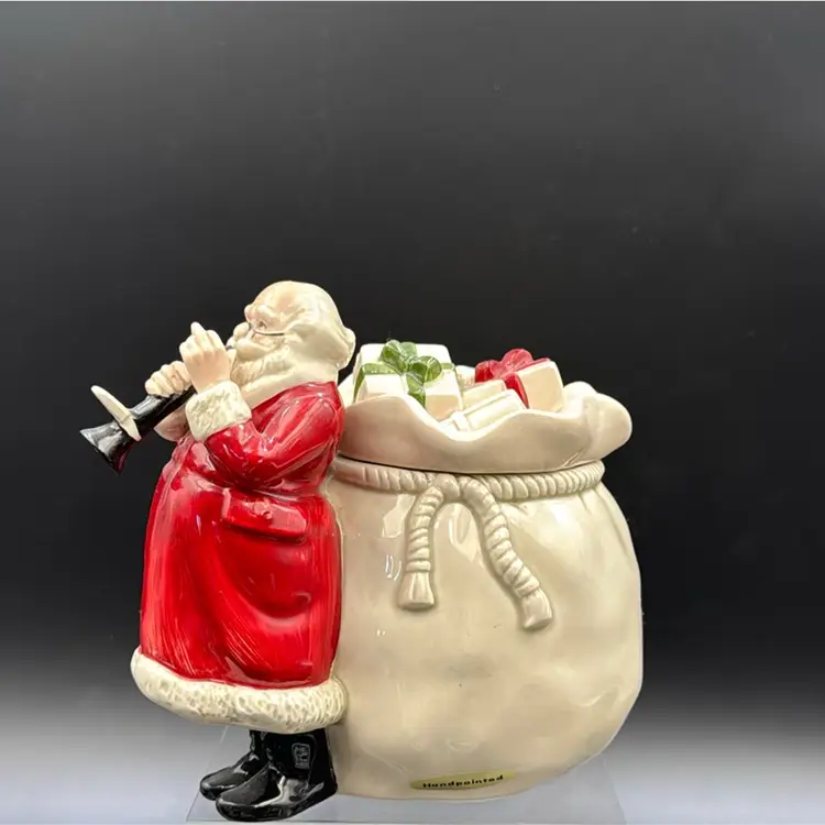 #02 Vintage Christmas Santa toy bag, candy jar