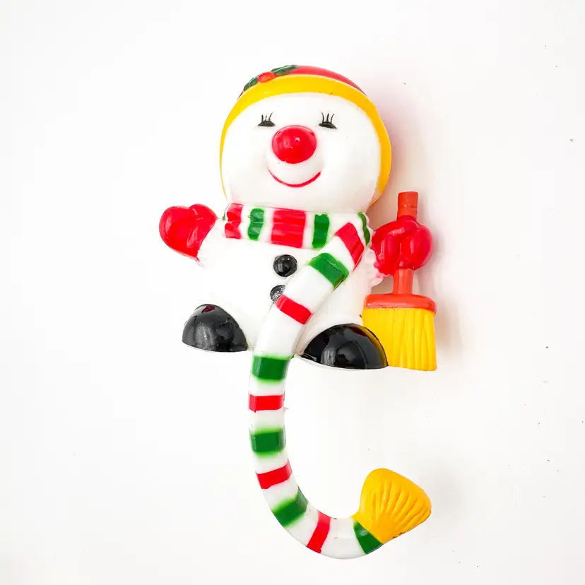 G Future 1985 Snowman Stocking Holder Shelf Sitter Plastic Signed 5.75" B25