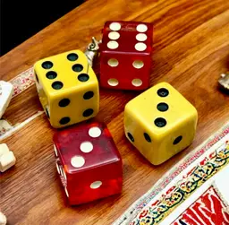 Vintage 1950’s Ruby Bakelite and Butterscotch Bakelite Dice