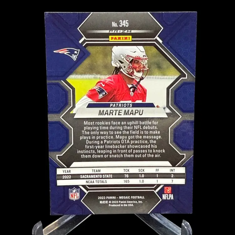 Marte Mapu 2023 Mosaic #345 Red Sparkle Prizm RC Rookie New England Patriots