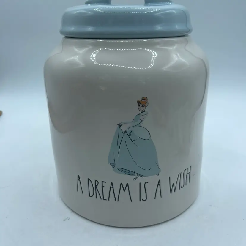 Rae Dunn A DREAM IS A WISH Cinderella Cookie Jar Disney Princess Canister 8.5”