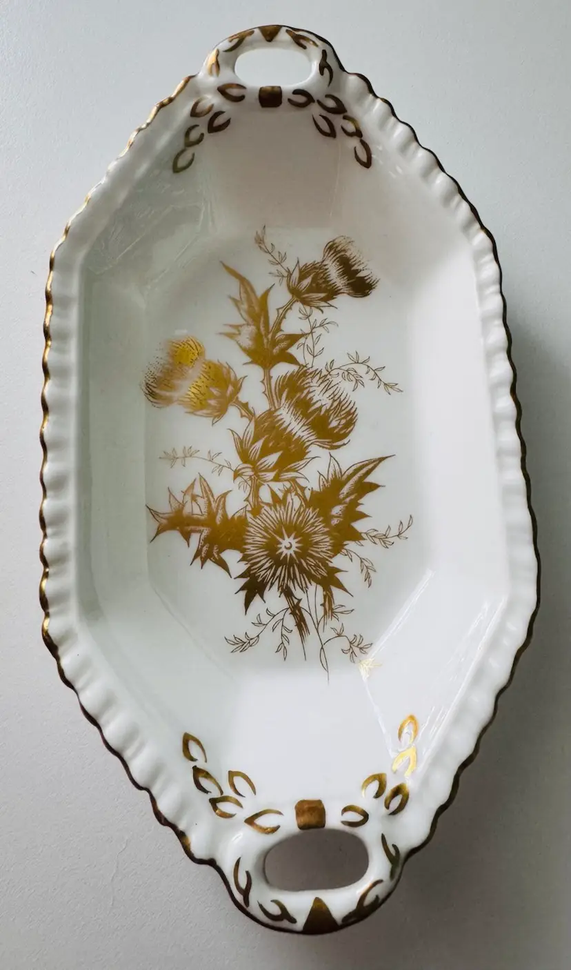 Vintage White & Gold Trinket Dish - HAMMERSLEY & CO - Made In England