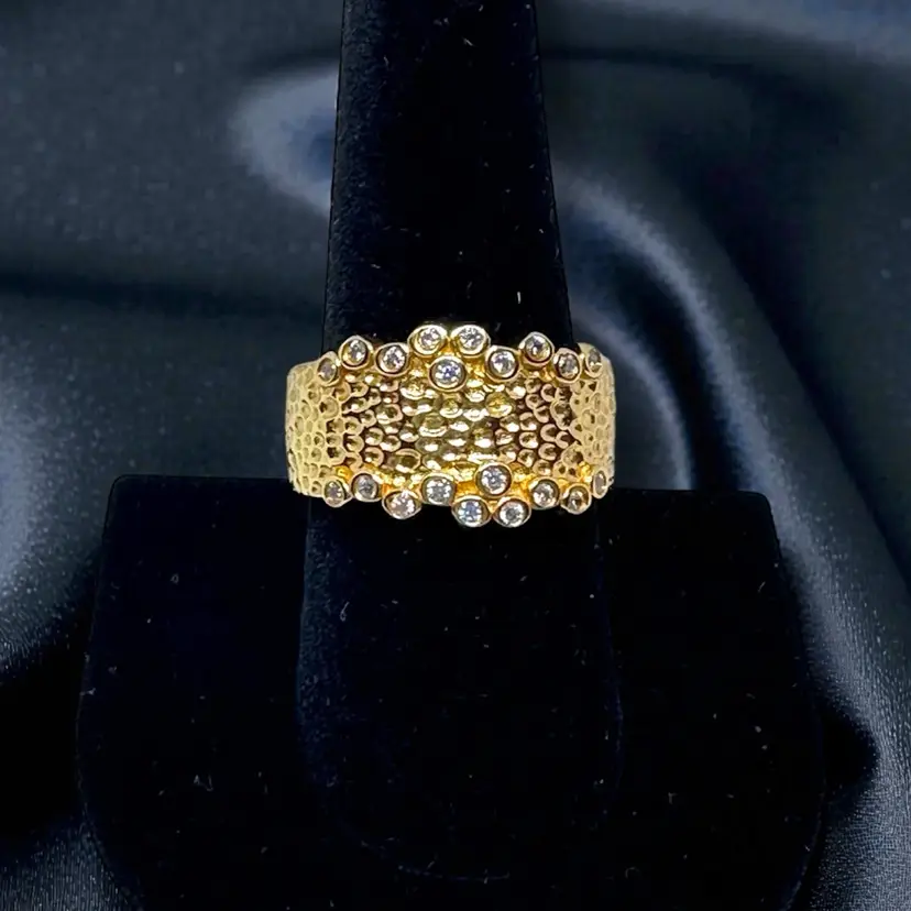 Signed Karis Size 9 Ring in 18K YG Plated