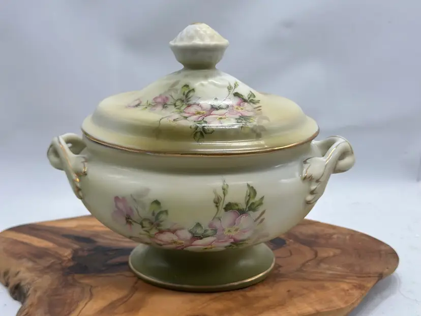 Vintage Nippon Lidded Hand Painted Lidded Vessel Japan STUNNING