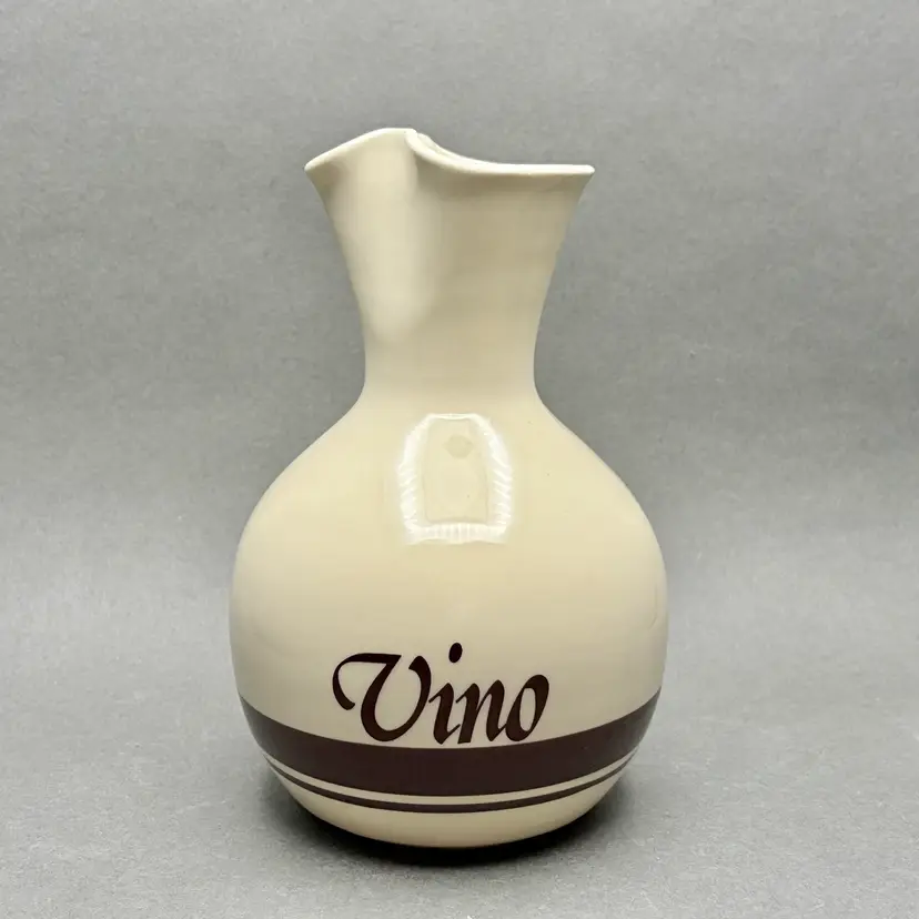 Vintage McCoy USA Ceramic Vino Wine Carafe with Brown Stripes