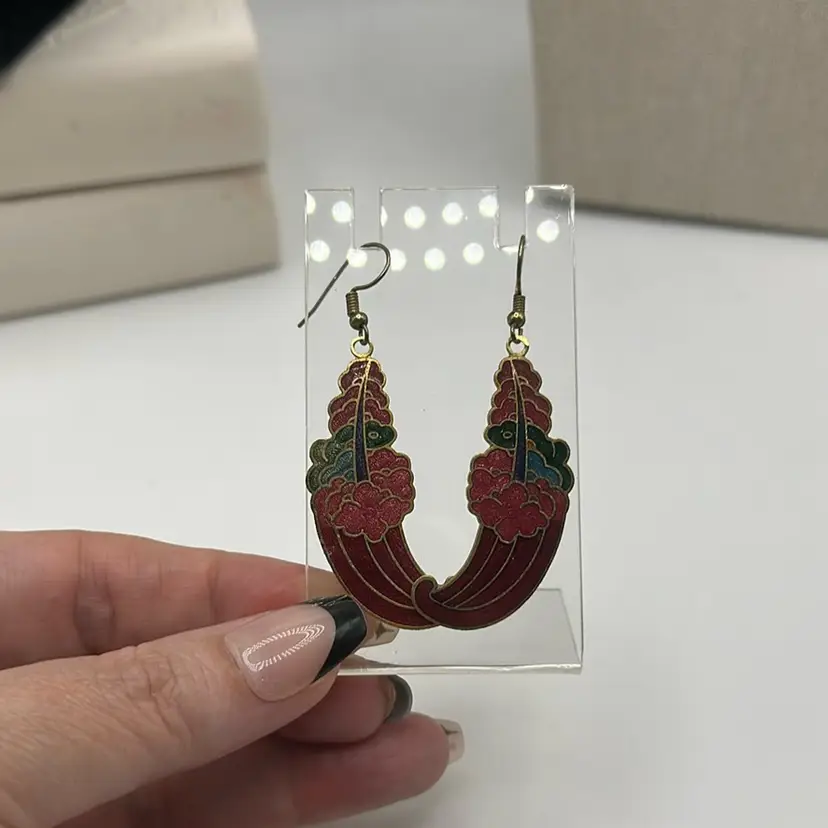 Vintage Cloissoine Earrings