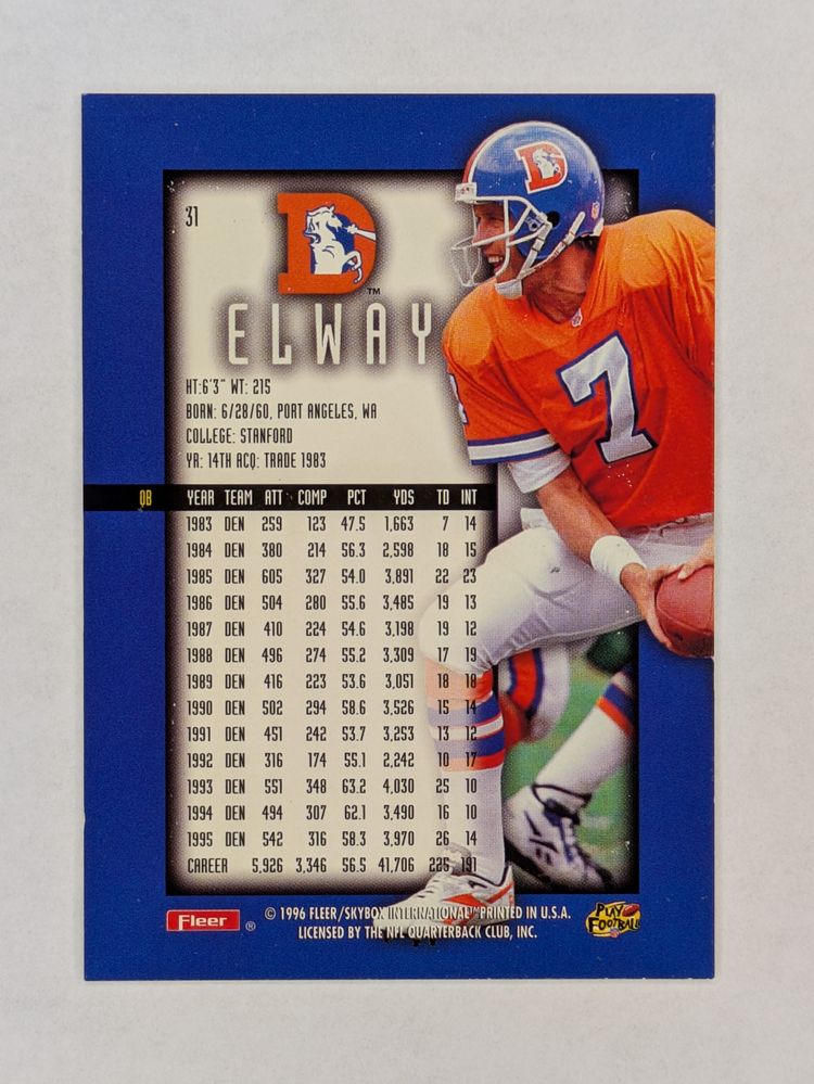 John Elway 1996 Fleer Ultra Sensations GOLD #31 HOF Denver Broncos