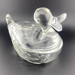 Vintage Duck On Nest Jeanette Glass Sweet Little One Candy Dish Cottage