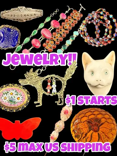 Sterling, Bakelite, Murano, Hat Pins, Stones!! 