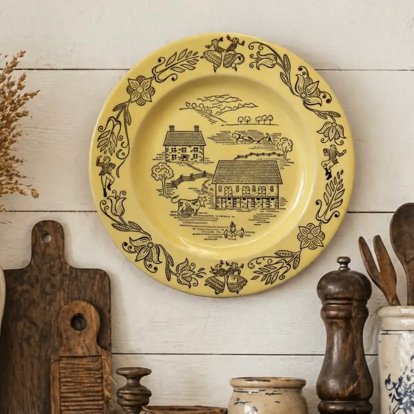 SINGLE PLATE Royal China Bucks Country Plate Butter Yellow 10 Inch