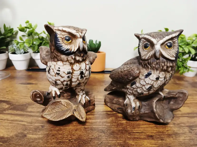 Vintage Owl Figurine Pair Homco (call outs)