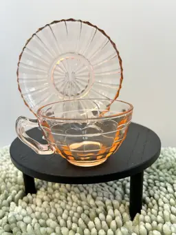 Jeanette Glass Pink Depression Glass Cup /Saucer Set