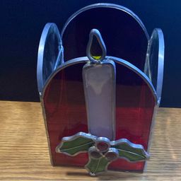 Vintage Stained Glass Candle Holder