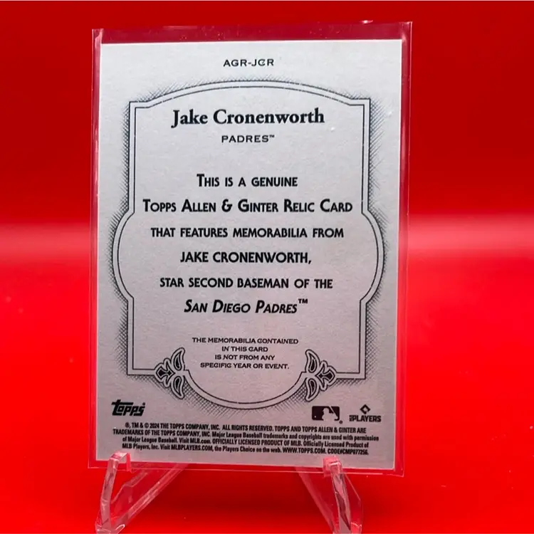 Jake Cronenworth 2024 Topps Allen & Ginter Full Size Relic San Diego Padres