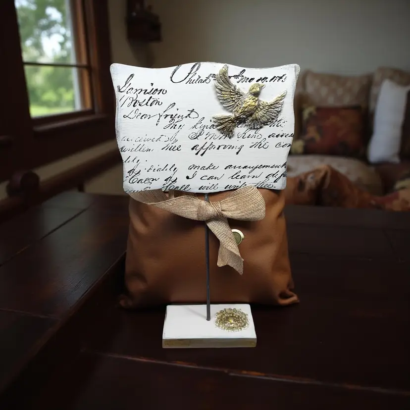 Upcycled Handmade Wood Stand Centerpiece Boho Cottagecore Bird Decor Farmhouse  Made By Me Drnksuzy DIY OOAK