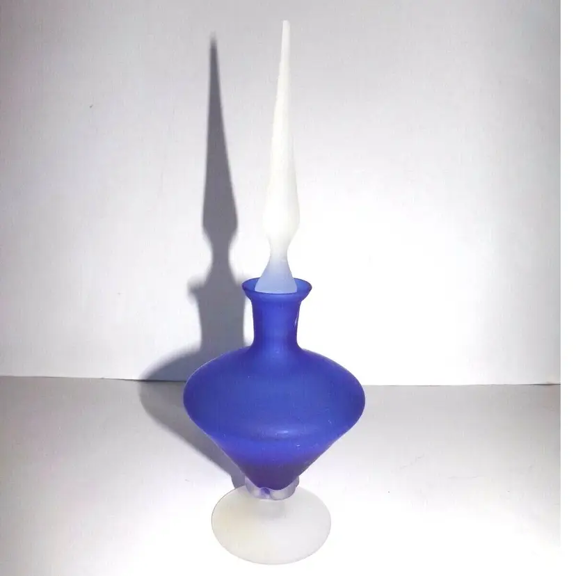 Perfume Bottle, VTG MCM Alrose Empoli Cobalt Blue & Crystal Satin Footed RARE! Italy