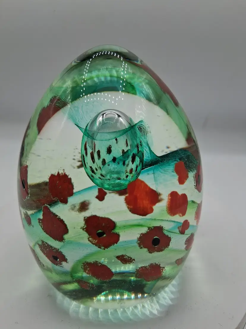 Vintage RARE Caithness Scotland Helen MacDonald Commemorative Poppy Paperweight 2003