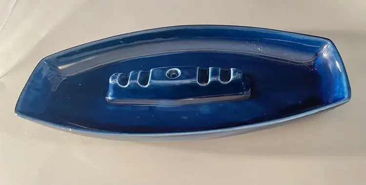 MCM Ashtray Vintage Lane & Co blue Art Pottery tray Van Nuys Cali