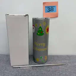 38 - NEW Silver “Merry Christmas” Tumbler