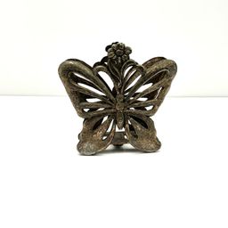Gem Metal Vintage Butterfly And Flower Napkin or Mail Holder