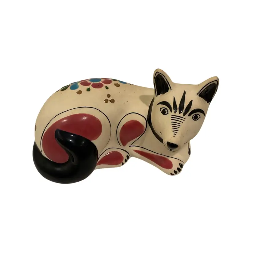 🎉Tonala Mexican Folk Art Cat/Dog Figurine