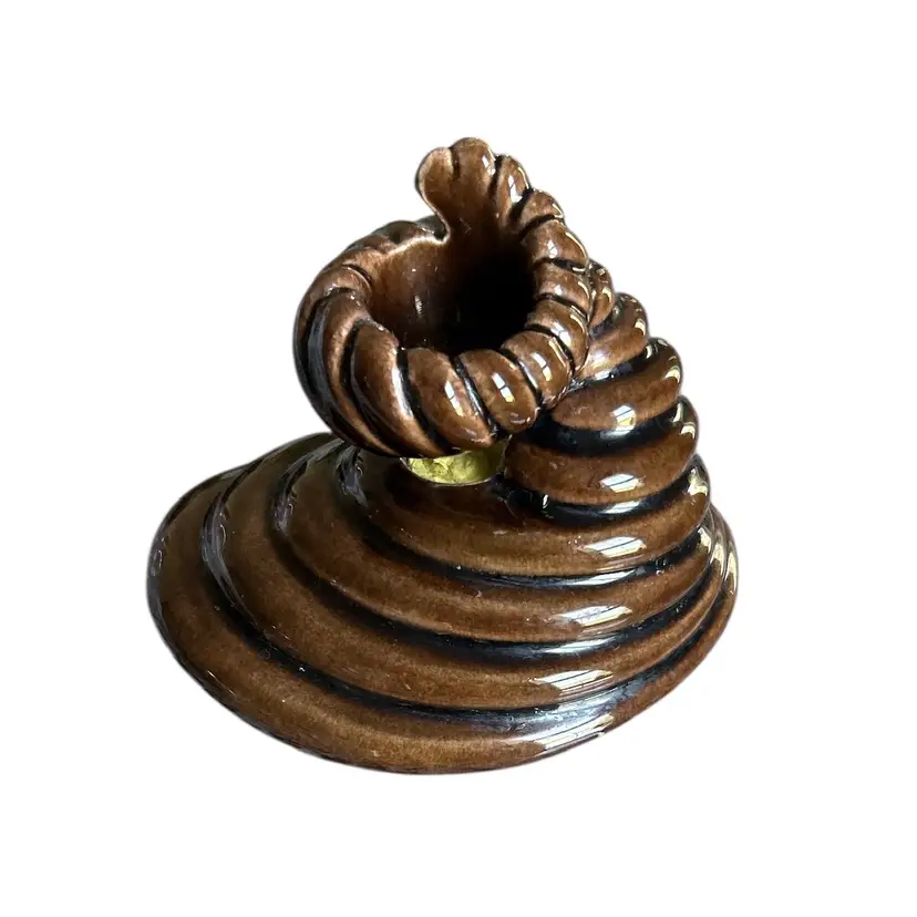 Vintage Brown Ceramic Spiral Candle Holder