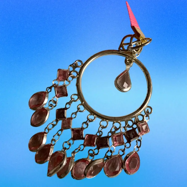 Handmade Bookmark Silver Tone Pink Dangle Jewel Pink Ribbon