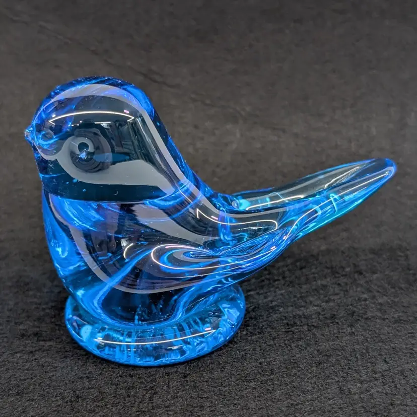 Vintage Bluebird of Happiness Glass Figurine Signed Leo Ward 1998 3.5 x 2.5"
