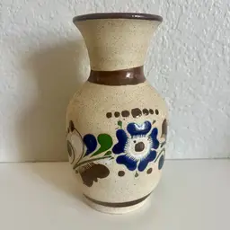 Mexican Tonala Pottery Folk Art Flower Bud Vase