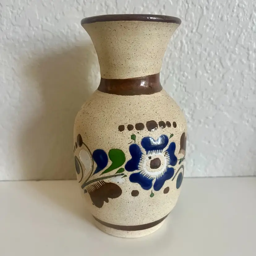 Mexican Tonala Pottery Folk Art Flower Bud Vase